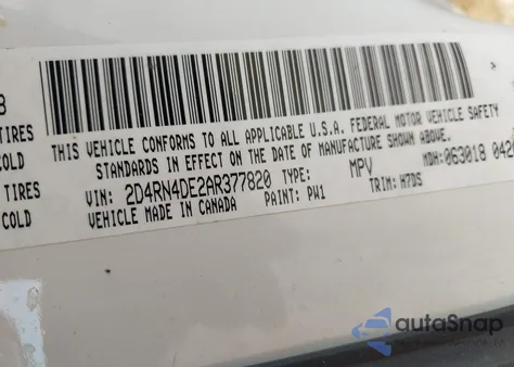 2010 Dodge Grand Caravan Se from USA, damaged, VIN 2D4RN4DE2AR377820